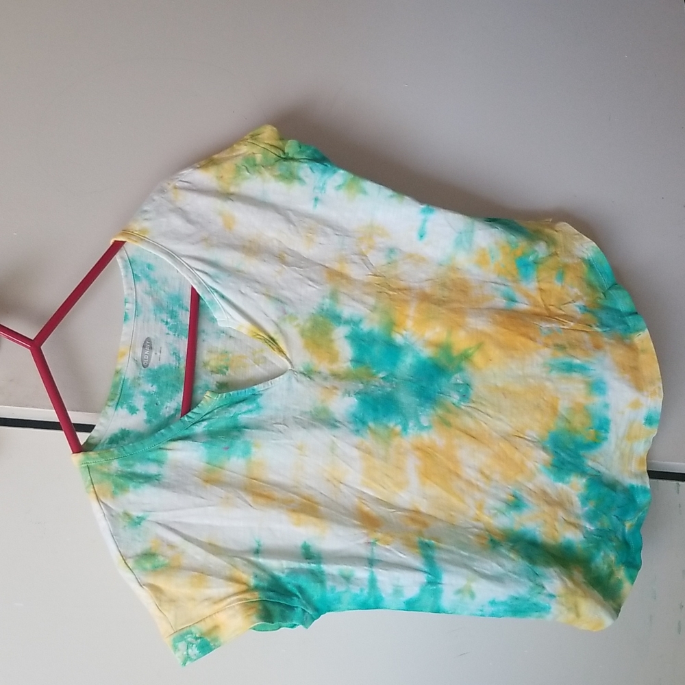 Tie dye yellow and turquoise  shirt